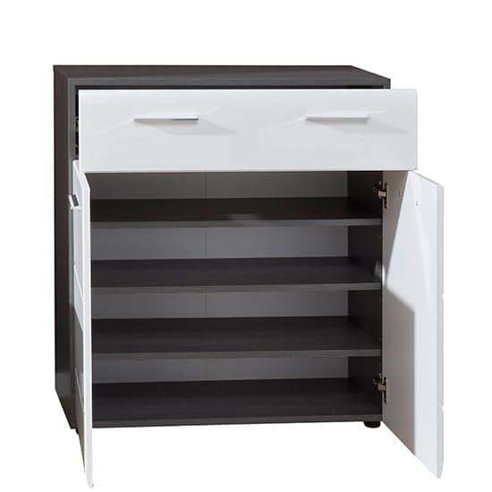 Aquila Shoe Storage Cabinet In White Gloss And Smoky Silver_4