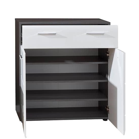 Aquila Shoe Storage In White Gloss And Smoky Silver Furniture