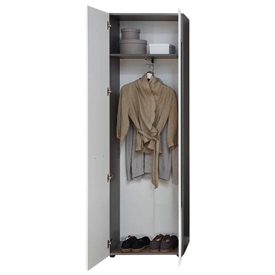 Aquila Wooden Wardrobe In White Gloss And Smoky Silver_2