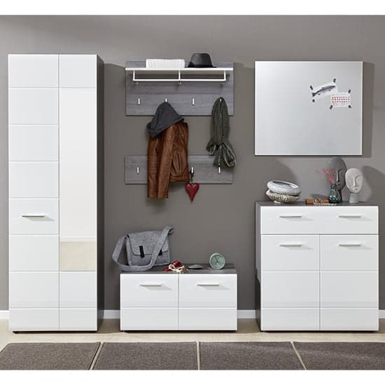 Aquila Wooden Wardrobe In White Gloss And Smoky Silver_4