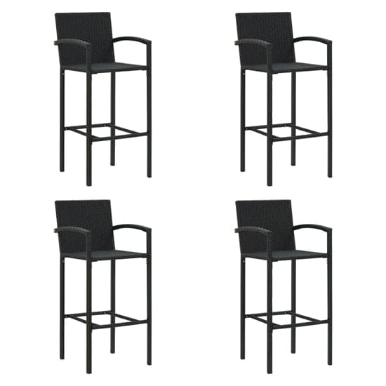 Arabella Set Of 4 Poly Rattan Bar Chairs In Black_1