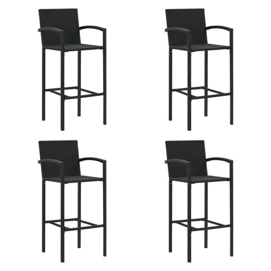 Arabella Set Of 4 Poly Rattan Bar Chairs In Black Furniture in Fashion
