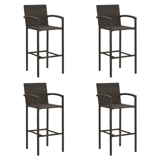 Arabella Set Of 4 Poly Rattan Bar Chairs In Brown_1