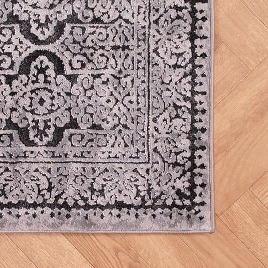 Arabella Opaque 120x170cm Damask Pattern Rug In Black_5