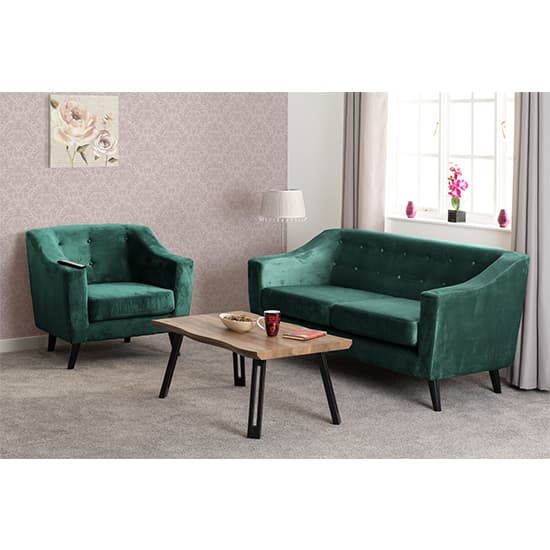 Arabella Velvet Fabric 1 Seater Sofa In Green_5