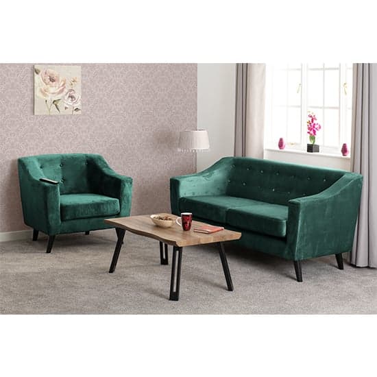 Arabella Velvet Fabric 3 Seater Sofa In Green_5