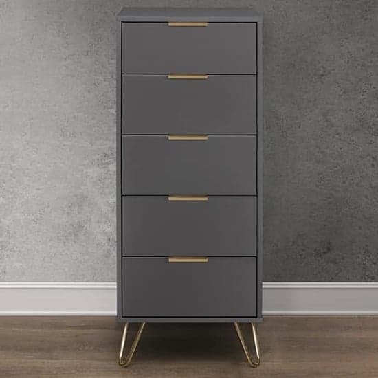 Aral Narrow Wooden Chest Of 5 Drawers In Charcoal_2