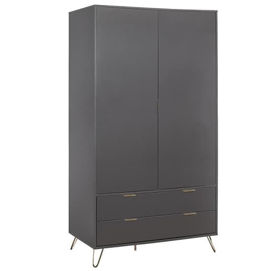 Aral Wooden Wardrobe With 2 Doors And 2 Drawers In Charcoal_3