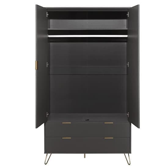 Aral Wooden Wardrobe With 2 Doors And 2 Drawers In Charcoal_5