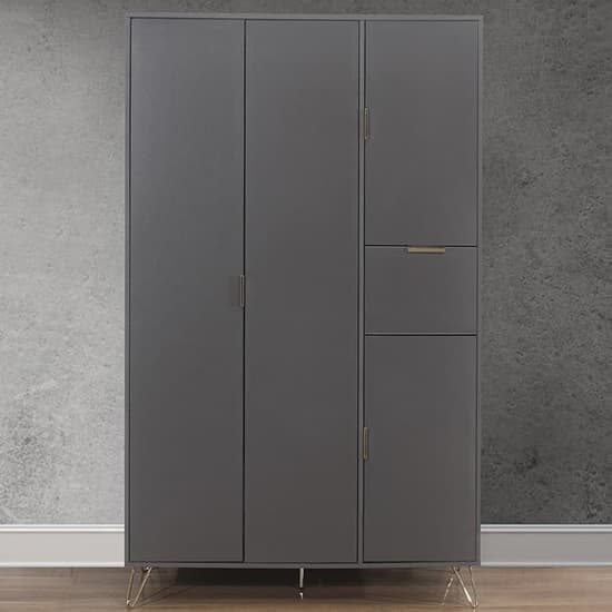 Aral Wooden Wardrobe With 4 Doors In Charcoal_2