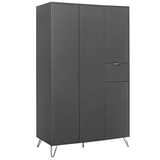 Aral Wooden Wardrobe With 4 Doors In Charcoal_3
