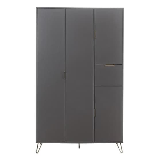 Aral Wooden Wardrobe With 4 Doors In Charcoal_4