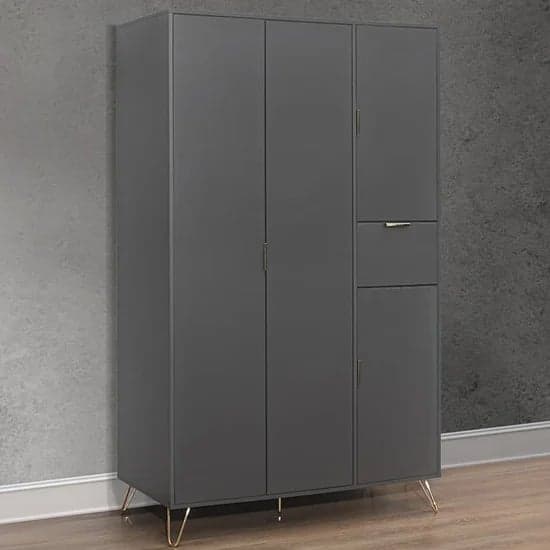 Aral Wooden Wardrobe With 4 Doors In Charcoal_1