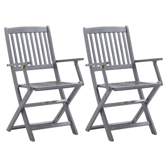 Libni Outdoor Grey Solid Acacia Wooden Dining Chairs In Pair_1