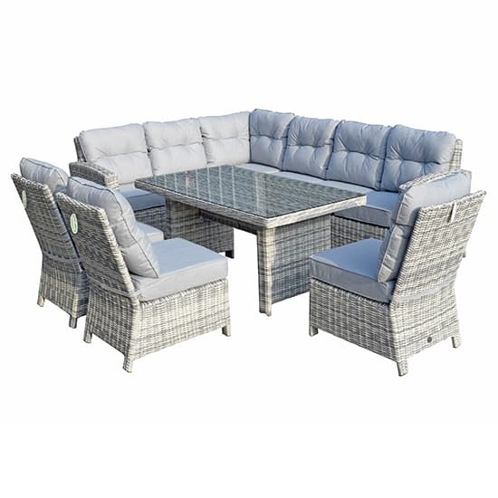 Arax Corner Dining Sofa With 3 Armless Chairs In Fine Grey_5
