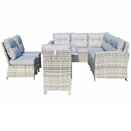Arax Corner Dining Sofa With 3 Armless Chairs In Fine Grey_6