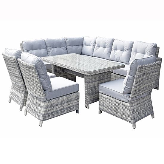 Arax Corner Dining Sofa With 3 Armless Chairs In Fine Grey_7