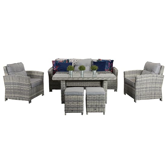 Arax Outdoor 7 Seater Sofa Dining Set With Stools In Fine Grey_2