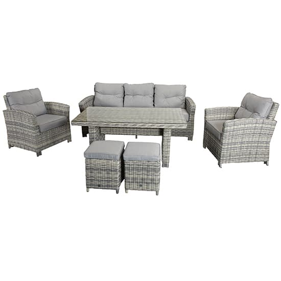 Arax Outdoor 7 Seater Sofa Dining Set With Stools In Fine Grey_3
