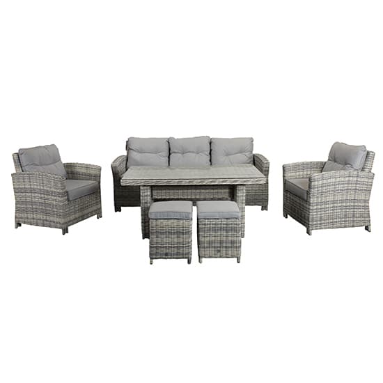 Arax Outdoor 7 Seater Sofa Dining Set With Stools In Fine Grey_4