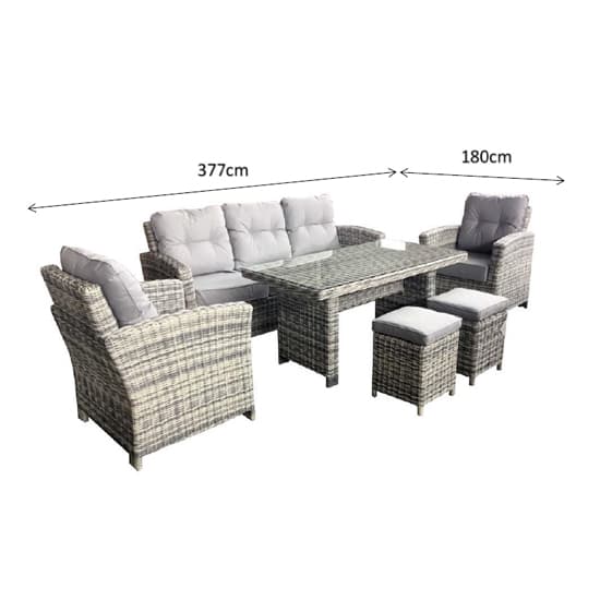 Arax Outdoor 7 Seater Sofa Dining Set With Stools In Fine Grey_7