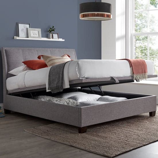 Arcadia Marbella Fabric Ottoman Double Bed In Grey_2
