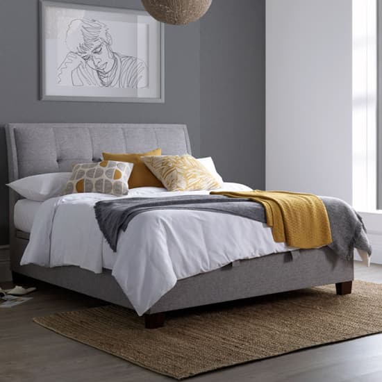Arcadia Marbella Fabric Ottoman King Size Bed In Grey Furniture in