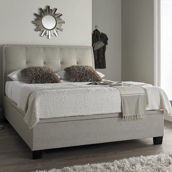 Arcadia Pendle Fabric Ottoman King Size Bed In Oatmeal_1