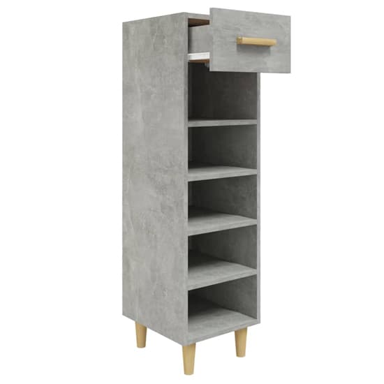 Arcadia Wooden Shoe Storage Rack With 1 Drawer In Concrete Effect_4