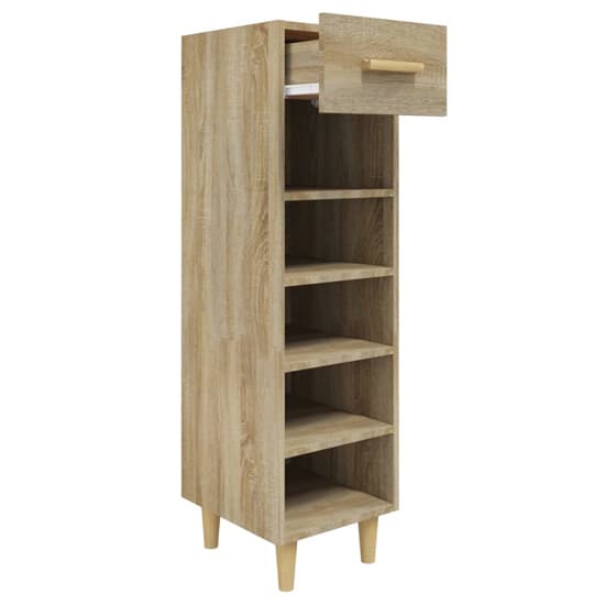 Arcadia Wooden Shoe Storage Rack With 1 Drawer In Sonoma Oak_4