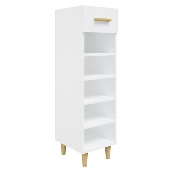 Arcadia Wooden Shoe Storage Rack With 1 Drawer In White_3