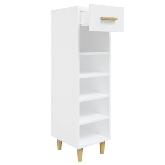 Arcadia Wooden Shoe Storage Rack With 1 Drawer In White_4