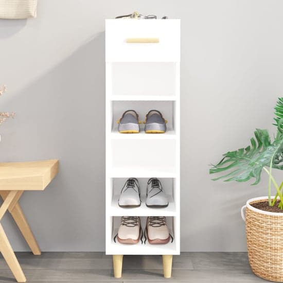 Arcadia Wooden Shoe Storage Rack With 1 Drawer In White_1