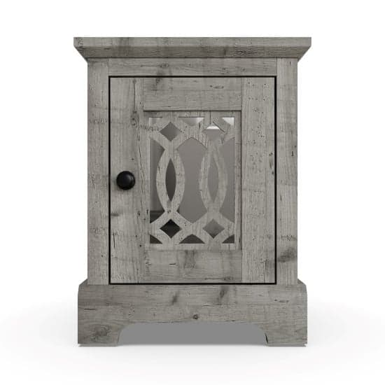 Arcata Wooden Bedside Cabinet 1 Mirrored Door In Mexican Grey_2