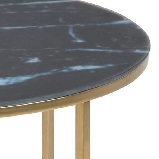 Arcata Black Marble Glass Coffee Table Round With Gold Frame_4