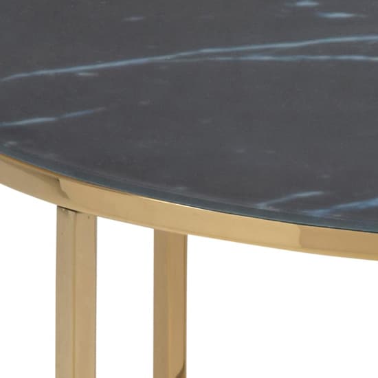 Arcata Black Marble Glass Coffee Table Round With Gold Frame_5