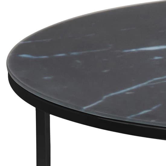 Arcata Black Marble Glass Coffee Table Round With Steel Frame_3