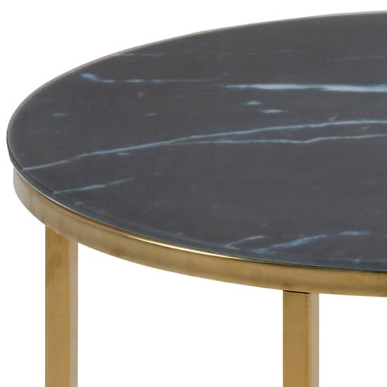 Arcata Black Marble Glass Side Table Round With Gold Frame_4