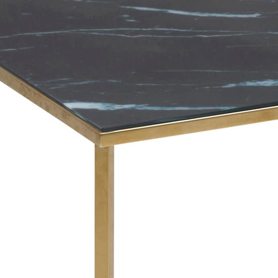 Arcata Black Marble Glass Side Table Square With Gold Frame_4
