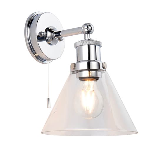 Arcata Clear Coned Glass Wall Light In Chrome_4