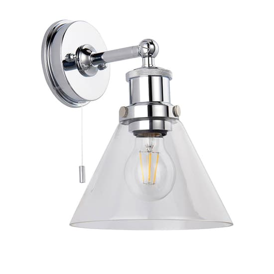 Arcata Clear Coned Glass Wall Light In Chrome_5