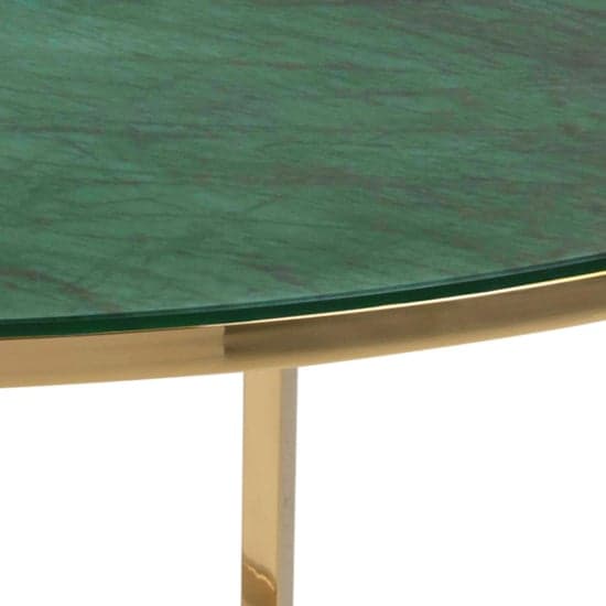 Arcata Green Marble Glass Coffee Table Round With Gold Frame_4