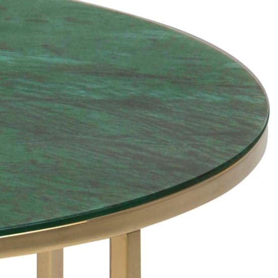 Arcata Green Marble Glass Coffee Table Round With Gold Frame_5