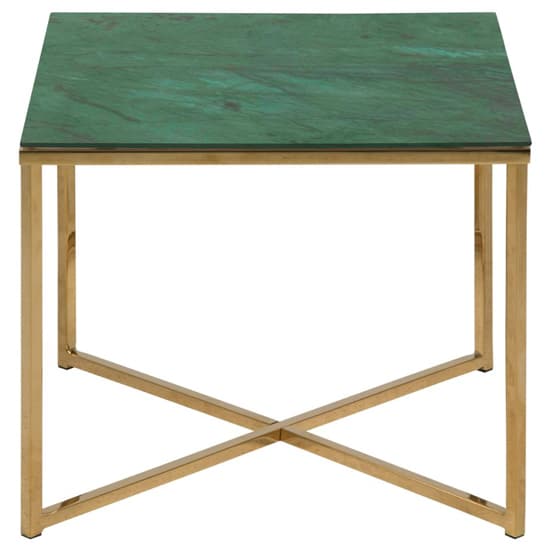 Arcata Green Marble Glass Side Table Square With Gold Frame_3