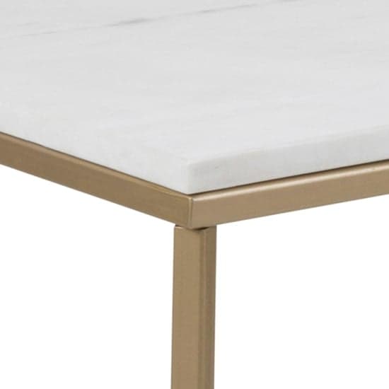 Arcata White Marble Coffee Table Rectangular With Brass Frame_4