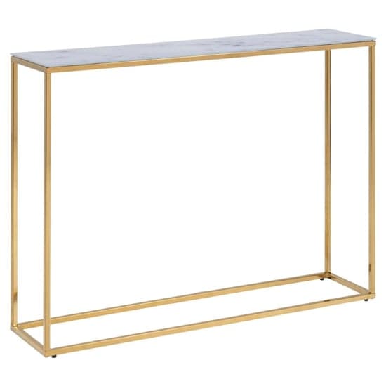 Arcata White Marble Console Table With Gold Frame_1