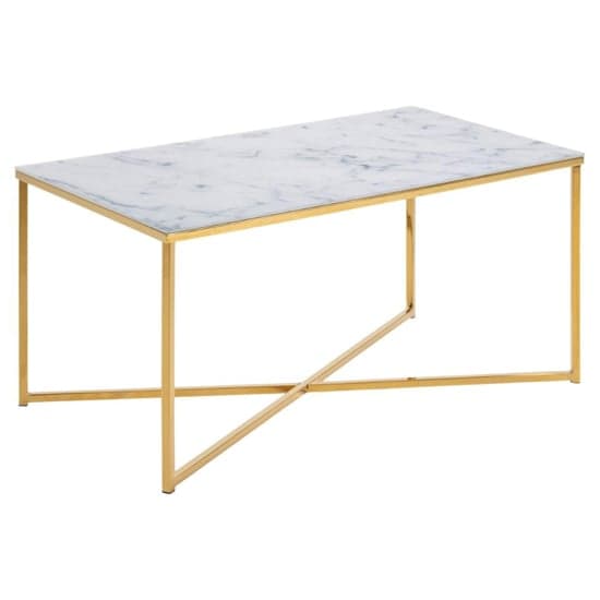 Arcata White Marble Glass Coffee Table With Gold Frame_2