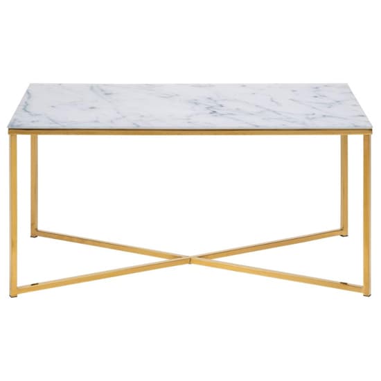 Arcata White Marble Glass Coffee Table With Gold Frame_3
