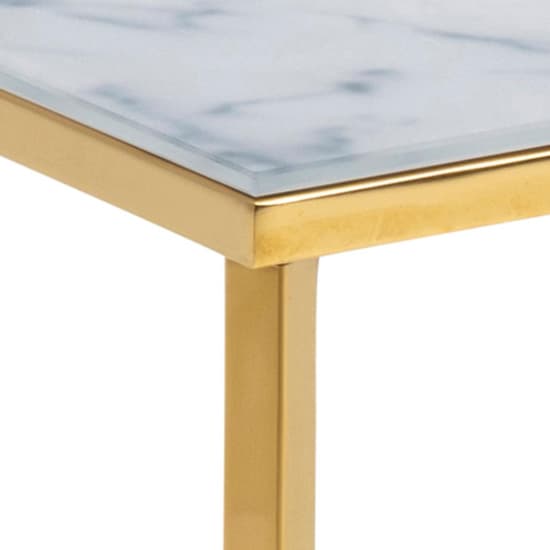 Arcata White Marble Glass Coffee Table With Gold Frame_4
