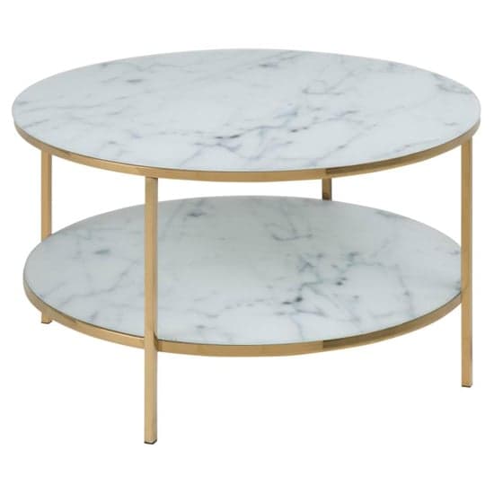 Arcata White Marble Glass Coffee Table With Gold Steel Frame_2